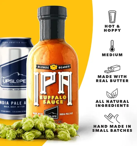 Vista 4 de Salsa de búfalo IPA, fabricada con mantequilla, totalmente natural, vegetariana, fabricada con cerveza Upslope India Pale Ale (media galón 64 onzas)
