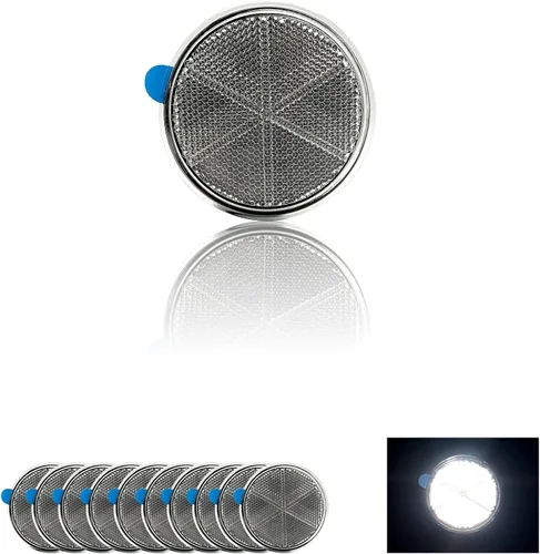 Vista 7 de Reflector Autoadhesivo Redondo 80mm de Seguridad Impermeable para Pegar en Entradas de Garage, Buzones, Árboles