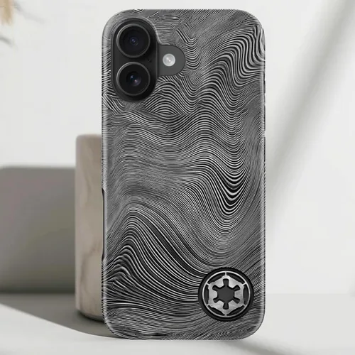 Vista 7 de DorisMax Funda para iPhone 16 Plus - Carga inalámbrica - Linda flor Ondas negras abstractas