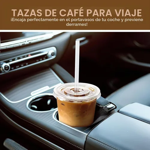 Vista 6 de Vplus Paquete de 100 tazas de café helado de 12 onzas con tapas, vasos de plástico desechables con tapas y popotes para bebidas frías, jugos
