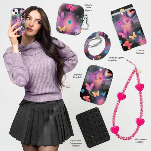 Vista 2 de VELVET CAVIAR Funda Butterfly para iPhone 14, compatible con MagSafe, probada en caídas de 10 pies, mariposas Aurora Mariposa Aurora