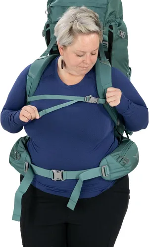 Vista 13 de Osprey Viva 65L Mochila de mochilero para mujer, color gris Tunnel Vision, ajuste extendido