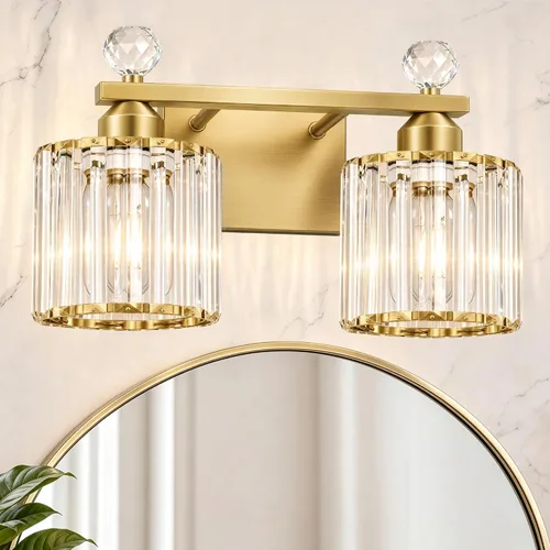 Vista 19 de Lxybcce Moderna lámpara de tocador de baño de cristal, 14 pulgadas, 2 luces, accesorios de luz negra sobre el espejo, fácil instalación e