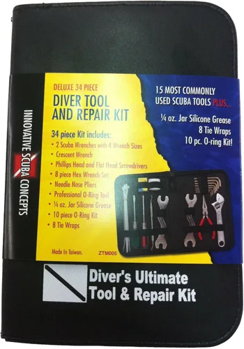 Vista 2 de Innovative Scuba Concepts Kit de herramientas de buceo de lujo, juego de herramientas de reparación de múltiples herramientas para buceo y buceo