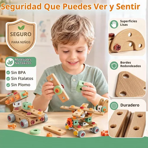 Vista 4 de Kids Tool Set with Drill & Toolbox, 160PCS STEM Construction Building Toys