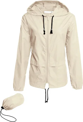 Vista 13 de Avoogue - Chaquetas de lluvia para mujer, diseño ligero, con capucha, para exteriores, impermeables, cortavientos Verde militar