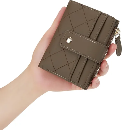 Vista 58 de Cartera de cuero para mujer, pequeña, compacta, plegable, con bolsillo para monedas con cremallera