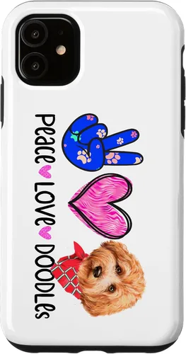 Vista 5 de Funda de regalo para iPhone 15 Peace Love Doodles Goldendoodle Dog Golden Labradoodle