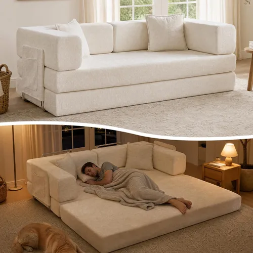 Vista 19 de Sofá cama sin hueso de 78.8 pulgadas para sala de estar, sofá