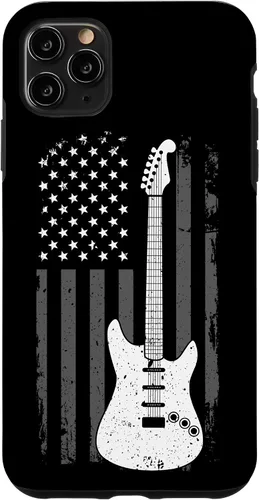 Vista 4 de iPhone 12 mini guitarra americana bandera de Estados Unidos reproductor de música Guitarrista eléctrico caso de regalo