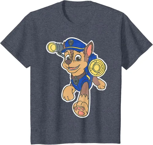 Vista 97 de Paw Patrol Chase Character Patch - Camiseta negra de manga corta con cuello redondo y ajuste clásico, talla S Negro