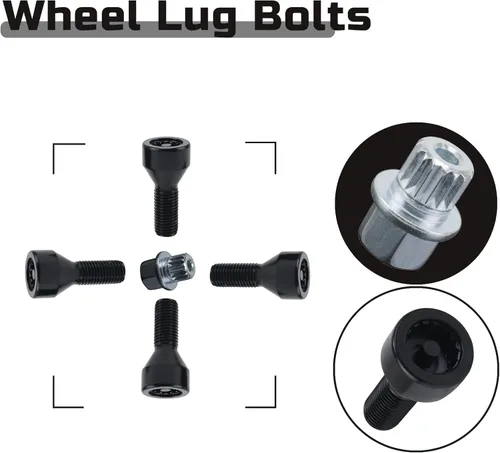 Vista 4 de M12 x 0.059 in Juego de pernos y tuerca de bloqueo de rueda para BMW 328i 525i 525xi 528i M3 M5 36136786419