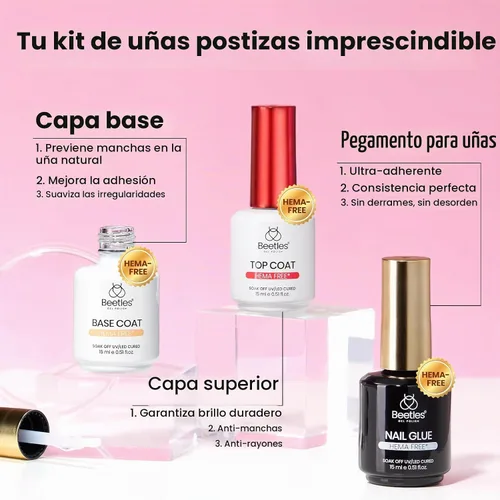 Vista 4 de Beetles - Kit de uñas de gel, 288 puntas de uñas medianas de almendra
