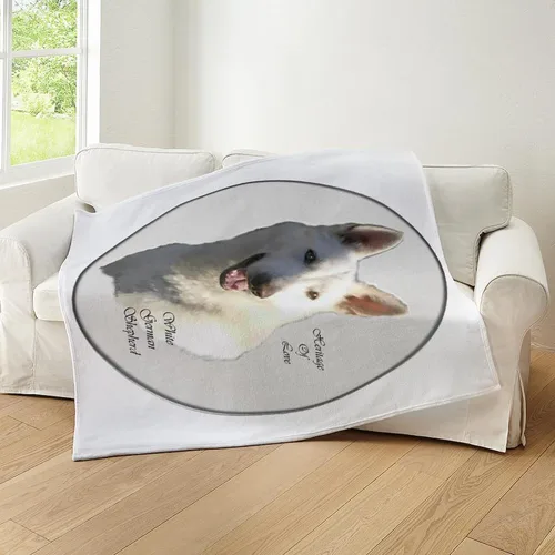 Vista 4 de CafePress Manta de pastor alemán blanco, manta de felpa súper suave, 60 x 50 pulgadas