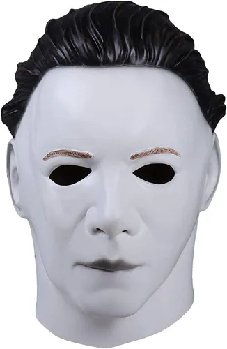 Vista 2 de michael myers máscara de látex de Halloween realista máscara de personaje de terror para mascarada