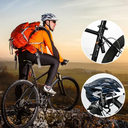 Vista 4 de Cerradura de combinación de cables intercambiables 3, 904EC-Negro 4-Digit Resettable Code Security for Travel, Outdoor Fence Gate, Ski, Scooter