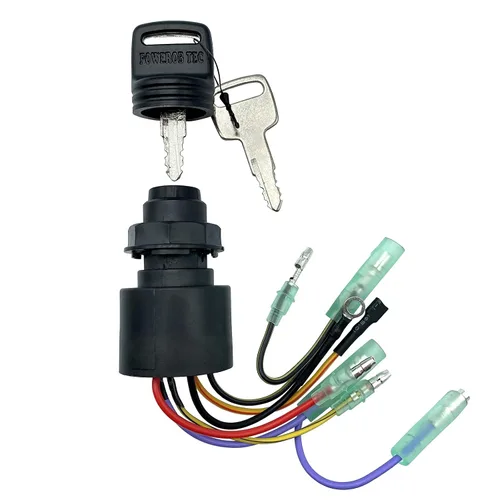 Vista 5 de Interruptor de encendido de barco con llave de repuesto para caja de control de motor fuera de borda Mercury Mariner con 2 llaves, 3 posiciones, 6