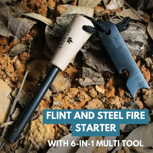 Vista 2 de The Friendly Swede Ferro Rod Herramienta Iniciadora de Fuego — Herramienta de Supervivencia Iniciadora de Fuego de Pedernal y Acero con Mango