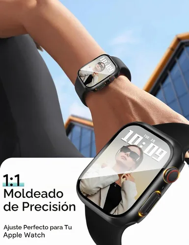 Vista 6 de JR.DM - Juego de 2 fundas de policarbonato duro de 38 mm con protector de pantalla de vidrio templado HD para Apple Watch Series 3/2/1, protector