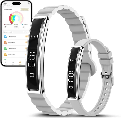 Vista 10 de Pulsera inteligente para mujer, rastreador de actividad de salud, frecuencia cardíaca 24/7, oxígeno en sangre y monitor de estrés, monitor de sueño