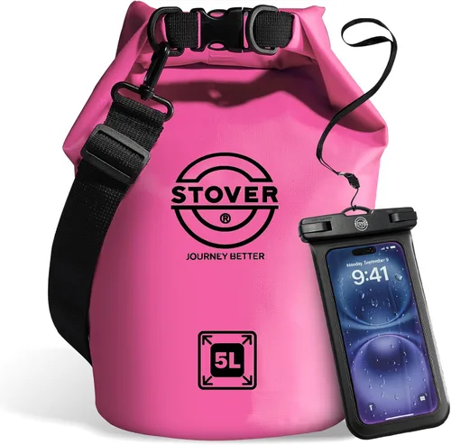 Vista 39 de STOVER 5/10/25/30/40/55L Waterproof Dry Bag- Roll-Top Backpack w/Phone Case- Kayaking, Hiking, Camping, Boating- Men/Women
