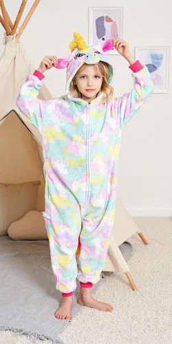 Vista 3 de Pijama de una pieza de unicornio para niños, disfraces de Halloween
