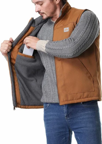 Vista 4 de MOERDENG Chaleco de cuello alto falso con forro polar lavado de pato lavado para hombre
