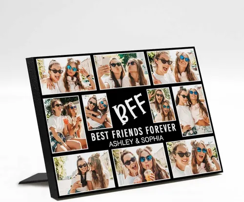 Vista 21 de M YESCUSTOM Marco de fotos personalizado con texto de amigos, marco de fotos de amistad para mejores amigos, panel de fotos Fover con pantalla