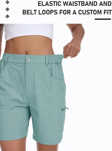 Vista 5 de MoFiz Pantalones cortos de golf para mujer de 7 pulgadas, de secado rápido, bermudas ligeras con bolsillos