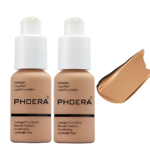 Vista 15 de Phoera - Base de maquillaje líquida mate suave sin imperfecciones, corrector de larga duración, resistente al agua, de cobertura total