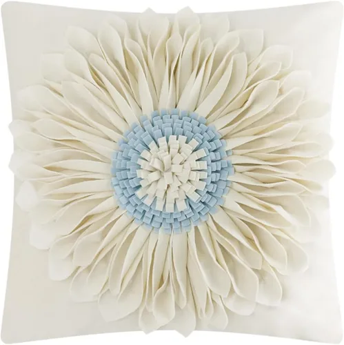 Vista 14 de OiseauVoler Fundas de almohada hechas a mano de 18 x 18 pulgadas, fundas de cojín de girasol 3D azules, fundas de almohada decorativas para sofá