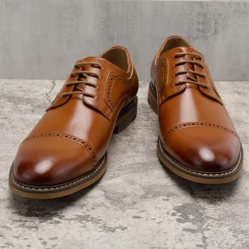 Vista 6 de Temeshu Zapatos de vestir casuales con cordones Oxford para hombre, zapatos de negocios modernos formales clásicos DS08
