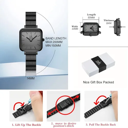 Vista 6 de SHENGKE SK Moda Moda Señoras Relojes Simplicidad Minimalista Cuadrado Relojes Mujer