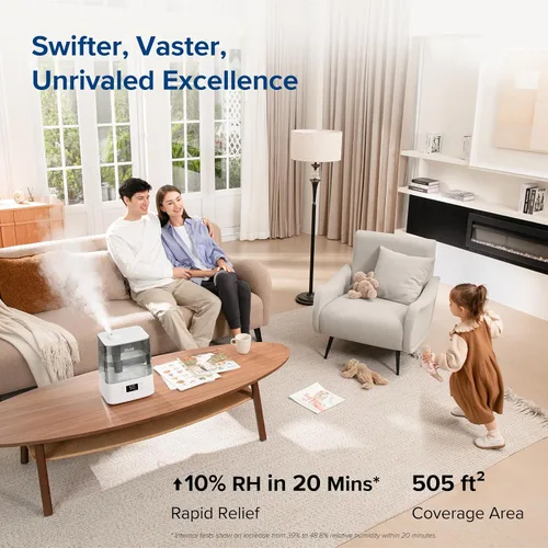 Vista 4 de LEVOIT Humidificadores para dormitorio, habitación grande, hogar, (6L) y purificadores de aire para el hogar, filtro HEPA para humo, polvo y polen