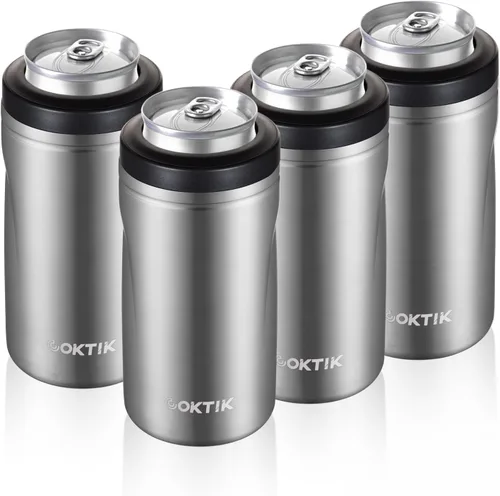 Vista 31 de COKTIK 4 en 1 enfriador de latas aislado, enfriador de latas delgadas de doble pared para latas de 12 oz regulares o delgadas y botellas de cerveza