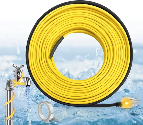 Vista 12 de Cinta de calor de 6 pies para protección contra congelación de tuberías de agua, YeloDeer con traza de calor autorregulable con termostato, cable