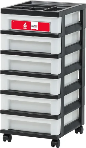 Vista 14 de IRIS USA 3-Drawer Rolling Storage Cart, Black/Pearl Negro/Perla