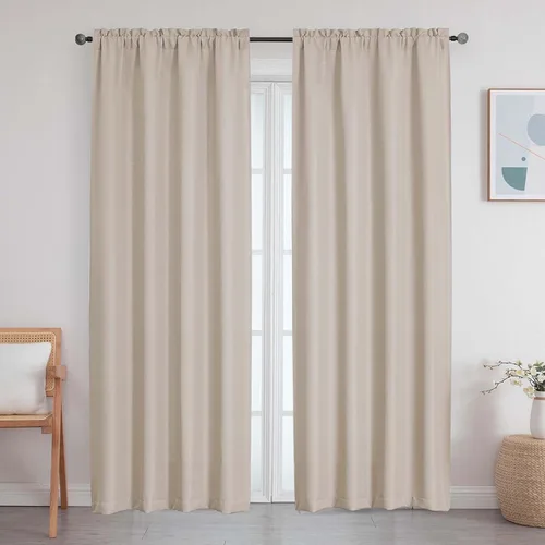 Vista 73 de Cortinas de lino para dormitorio y sala de estar de 96 pulgadas de largo, juego de 2 paneles, con bolsillo para cortinero, filtrado de luz, textura