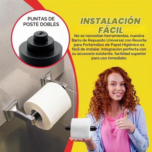 Vista 6 de Qualihome Rodillo de Reemplazo Universal de Portarrollos de Papel Higiénico con Resorte de Plástico (1, Negro.)