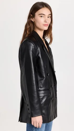 Vista 4 de Pistola Denim Blazer romano de piel sintética para mujer