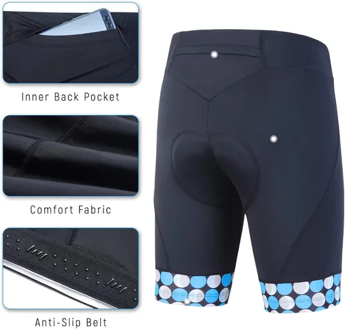 Vista 3 de Pantalones cortos de ciclismo para mujer con gel 4D con franja antideslizante cómodos
