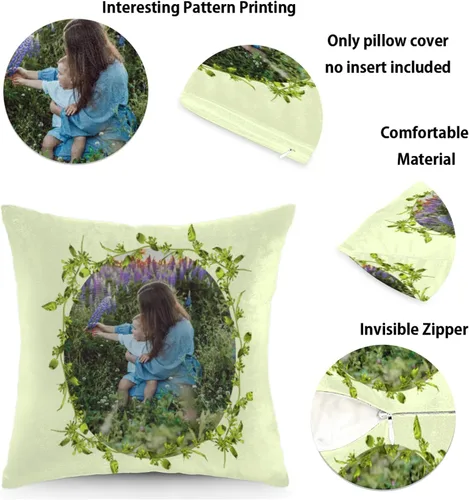 Vista 2 de Funda de almohada personalizada para mamá, funda de almohada cuadrada para el día de la madre, decoración de 16 pulgadas, vegetación