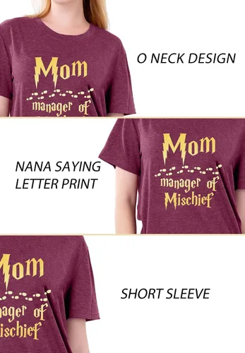 Vista 5 de Camiseta divertida para mujer con diseño de gerente de travesuras, camisa fantástica para mamá, camisa mágica de mago, para el día de la madre