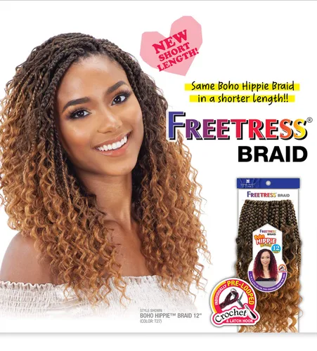 Vista 4 de FreeTress - Trenzas de ganchillo boho hippie de 12 pulgadas (caramelo)