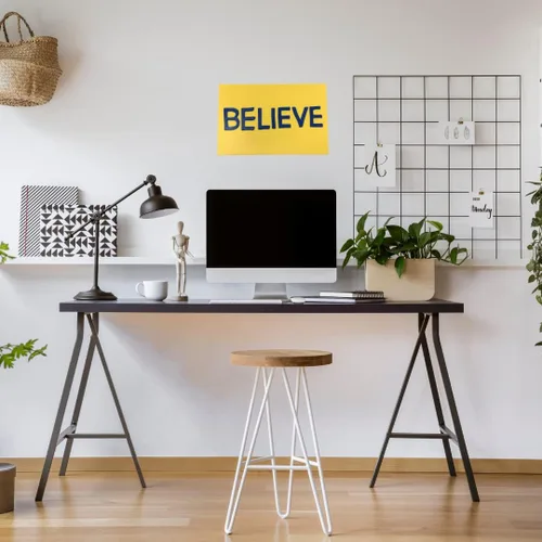 Vista 6 de Letrero de letras Believe para pared o vestuario para fanáticos de los deportes, 11 pulgadas de ancho x 7 pulgadas de alto, para decorar la pared