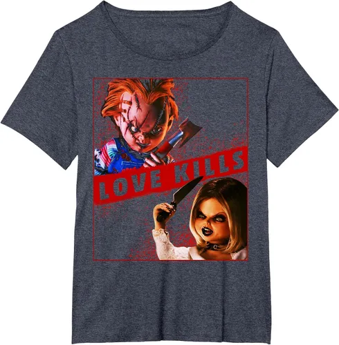 Vista 12 de Child's Play Chucky and Tiffany Love Kills T-Shirt Asphalt Grey