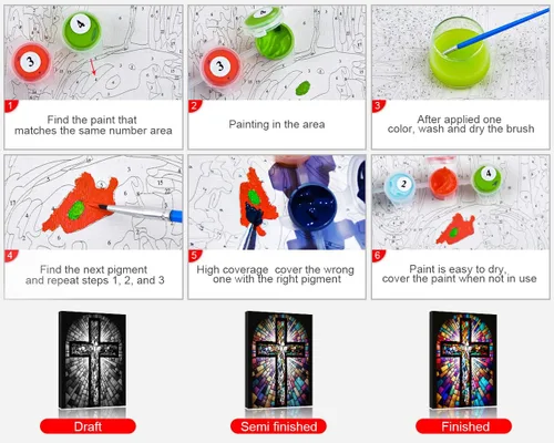 Vista 4 de TUMOVO Pintura por números para adultos, principiantes, pintura de cruz de Jesús por números, kits sobre lienzo acrílico cristiano pintura a mano