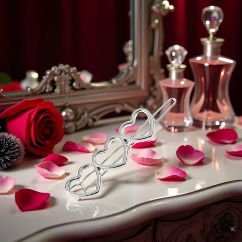 Vista 3 de Horquilla de aleación de corazón hueco de plata para el cabello, pinzas para el cabello, accesorios para el cabello para mujer y niñas
