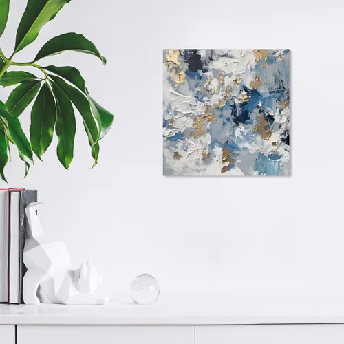 Vista 4 de Wynwood Studio Lienzo abstracto y contemporáneo envuelto, crema batida de montaña de hielo, arte de pared para sala de estar, dormitorio y baño, 12