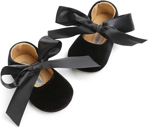 Vista 4 de Zapatos planos Mary Jane para bebés niñas, suela de goma antideslizante, con lazo, zapatos de vestir de princesa para niñas pequeñas